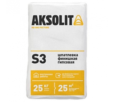 Шпаклевка гипсовая AKSOLIT S3 финишная 25 кг