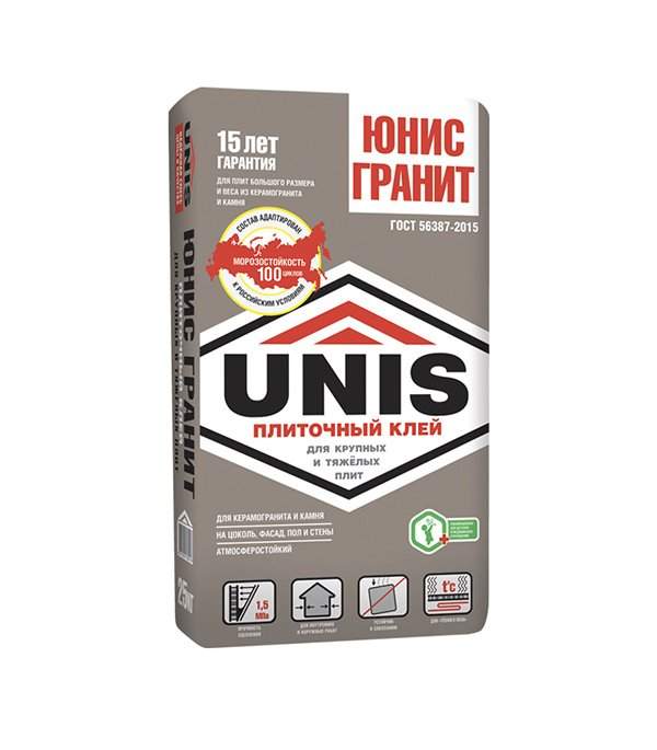 Плиточный клей для ванной комнаты Unis Гранит